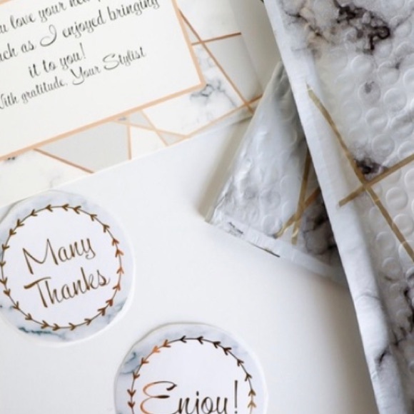 36 2.5” XL Thank you Stickers Metallic Marble Sheet - Picture 3 of 5